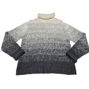 Country Shop Cashmere Ombre Turtleneck Sweater Gray White Women's M